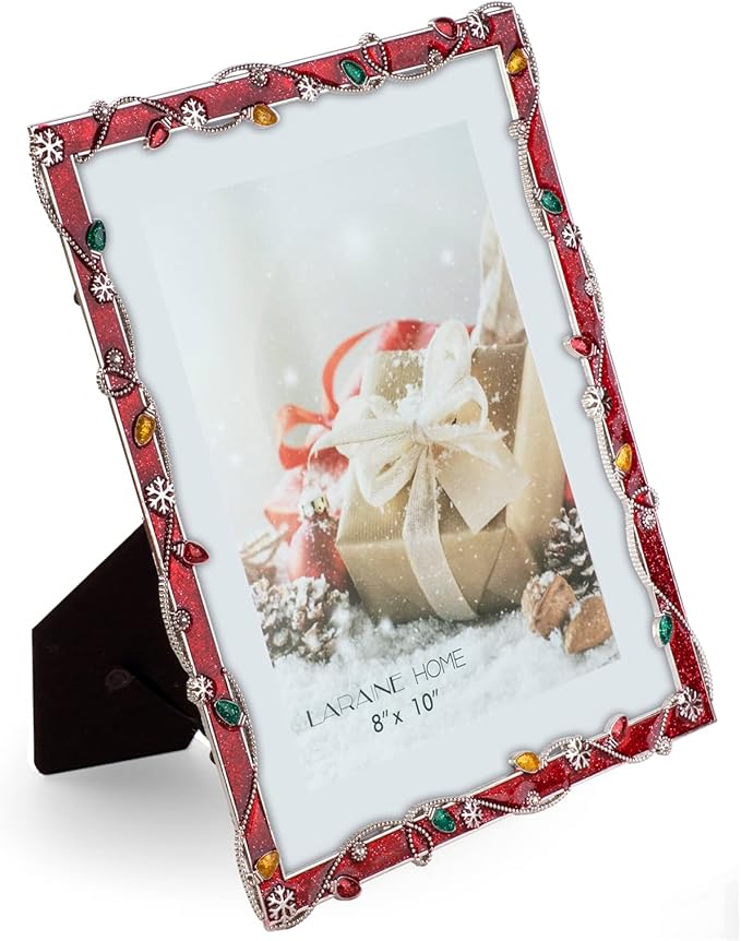 LARAINE Picture Photo Frame 8x10 Metal 2025 Christmas High Definition Display Pictures for Tabletop Home Decorative Holiday Gift (Red,8x10)