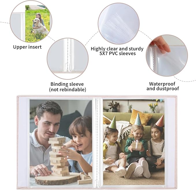 vivinin 2 Pack Photo Album 4x6, Linen Cover Photo Book, Small Photo Album Book for 36 Pockets Hold 72 Pictures, Picture Book for Photos Family Anniversaries Baby Vacations (Off-White)