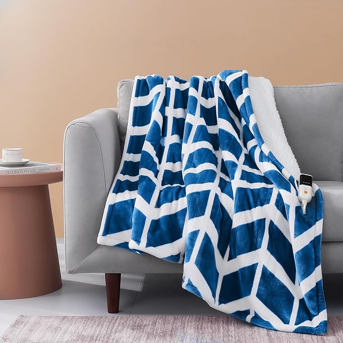 VENTIMI Electric Blanket Heated Throw, 62" x 84" Heated Blanket with 9 Heat Levels & 2 to 10 Hours Auto Off, Fast Heating Blankets with ETL & FCC Certification, Navy