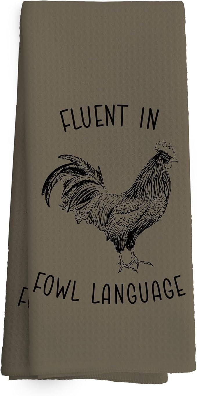 Chicken Kitchen Towels Funny Brown Dish Towel with Sayings 16x24 Inches, Chicken Lovers Gifts Decorative Absorbent Dishcloths Tea Towels for Kitchen Bathroom Decor, Humorous Gifts for Women Men