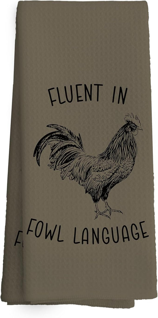 Chicken Kitchen Towels Funny Brown Dish Towel with Sayings 16x24 Inches, Chicken Lovers Gifts Decorative Absorbent Dishcloths Tea Towels for Kitchen Bathroom Decor, Humorous Gifts for Women Men