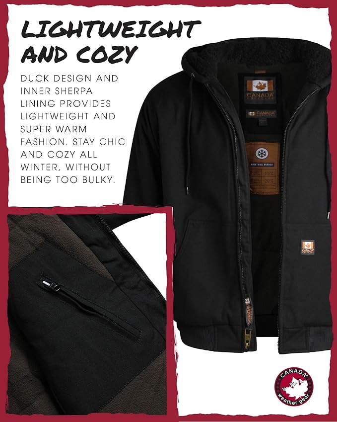CANADA WEATHER GEAR Mens Winter Puffer Jacket - Heavyweight Insulated Ski Jacket Hooded Mens Coats Weather Resistant Coat