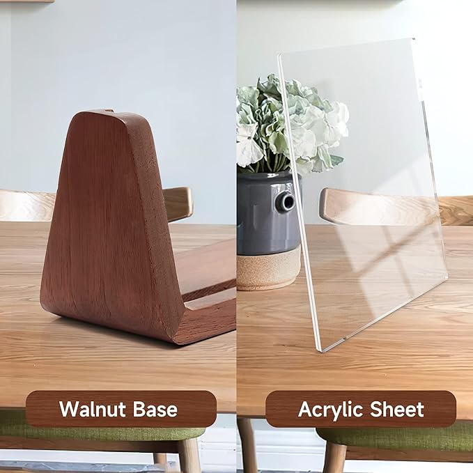4x6 picture frames, Solid Rustic Wooden Photo Frames with Walnut Wood Base and High Definition Acrylic Glass Covers - for Tabletop or Desktop Display (4x6 inch, Horizontal)