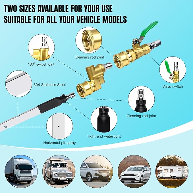 39" Radiator Cleaning Wand, Household Car&Truck, 4500 PSl Radiator Pressure Washer Wand with 3 Upgraded 1/4" Quick Couplers Dual-Use Water/Air, Portable Radiator cleaner Wand Tool