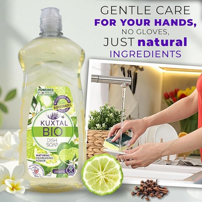 Dish Soap Liquid 3 Pack | Biodegradable & Eco-Friendly | Naturally Derived Ingredients | Gentle on Hands | Tough on Grease | Natural Citrus Scent | 27.7 fl oz Each