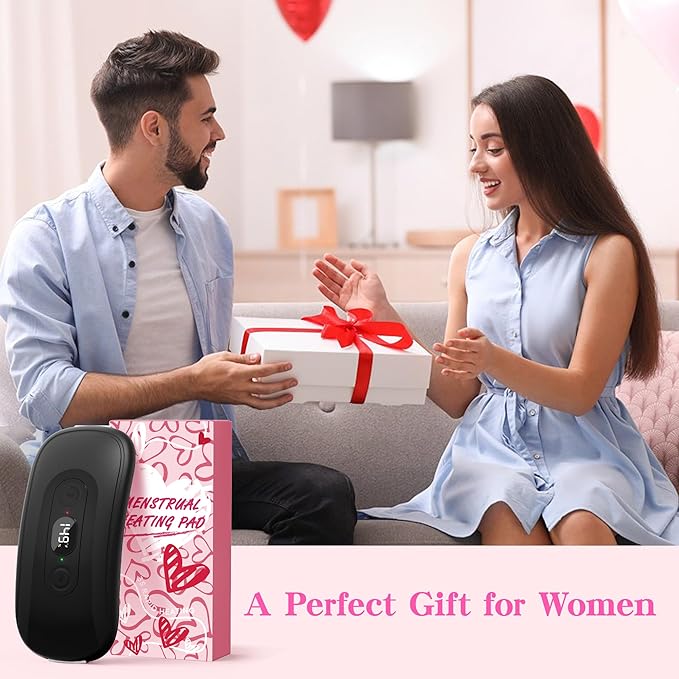 Portable Heating Pad Period Cramps: 2 Timer 6 Heat Levels 6 Vibration Modes Cordless Electric Heating Pad 3s Fast Heating Menstrual Heating Pad (Black)