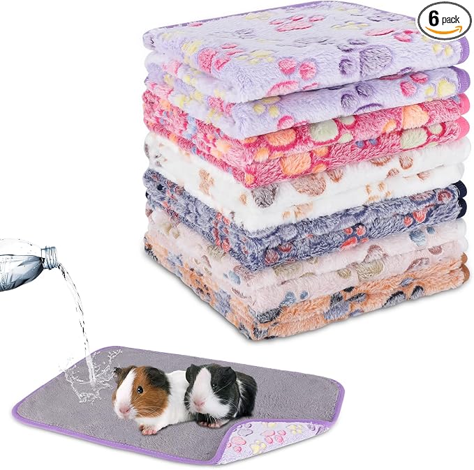 YUEPET 3 Pack Waterproof Guinea Pig Blankets, Fleece Cage Liners, M | Guinea Pig Fleece Cage Liners, Waterproof Backing, Machine Washable, Soft Fleece bunny blanket, 35 x 24 in