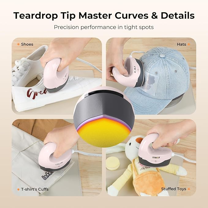 HTVRONT Heat Press H1 Mini Heat Press Machine, Small Heat Press Portable Iron Press Machine for T Shirts, Hats, Heating Transfer Projects (H1 Pink)