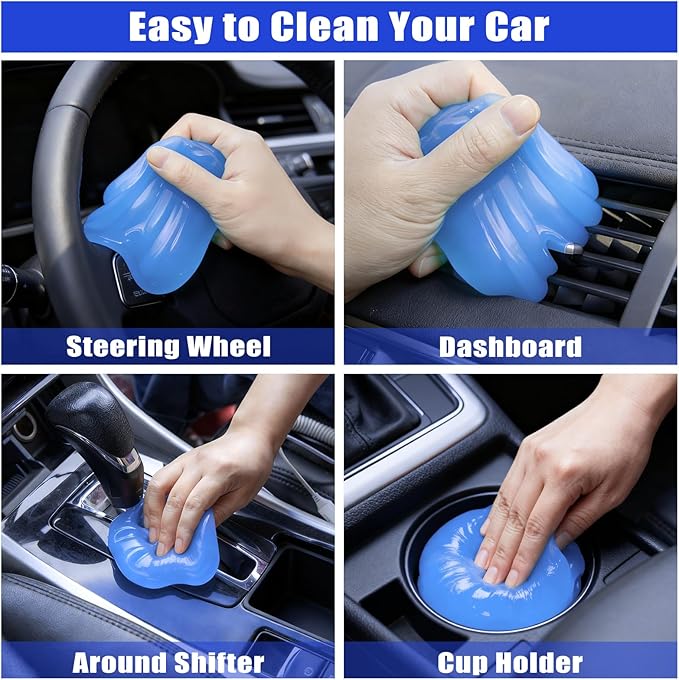 AUTODECO Windshield Cleaner Tool, 17Pcs Car Interior Detailing Kit, Detailing Brush, Towels, Duster, Car Cleaning Kit Interior for RVs, Truck, Trailer (Blue)