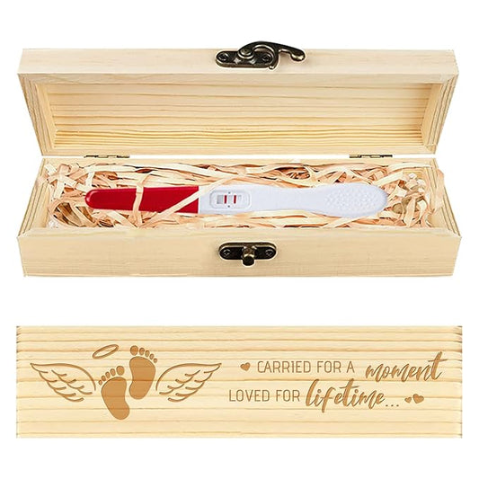 CHGCRAFT Miscarriage Gifts for Mothers Lost Baby Sympathy Gift Keepsake Box Wings Feet Heart Wooden Loss of Baby Sympathy Gifts Box with Raffia Ribbon and Lock for Mom Dad, 8x2x1.2 inch