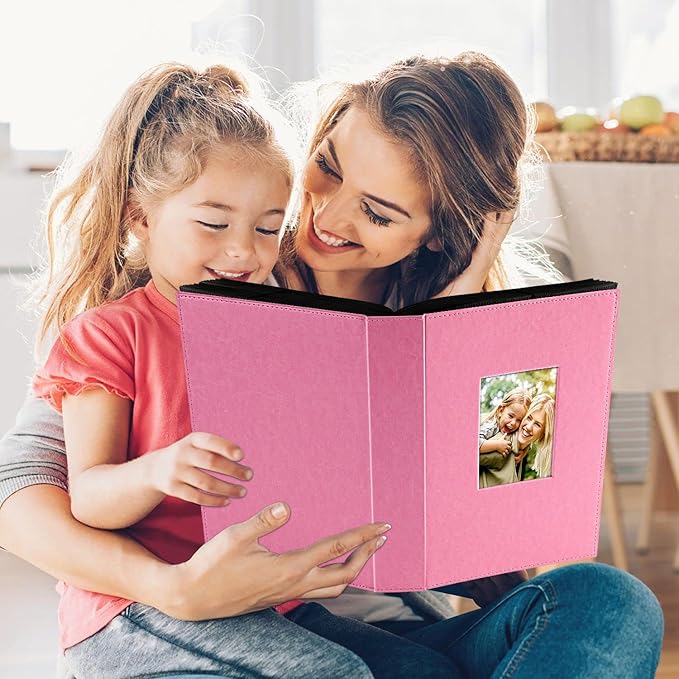 Ywlake Photo Album 4x6 300 Pockets, Leather Photo Albums Holds 300 Horizontal Only Pictures Pink