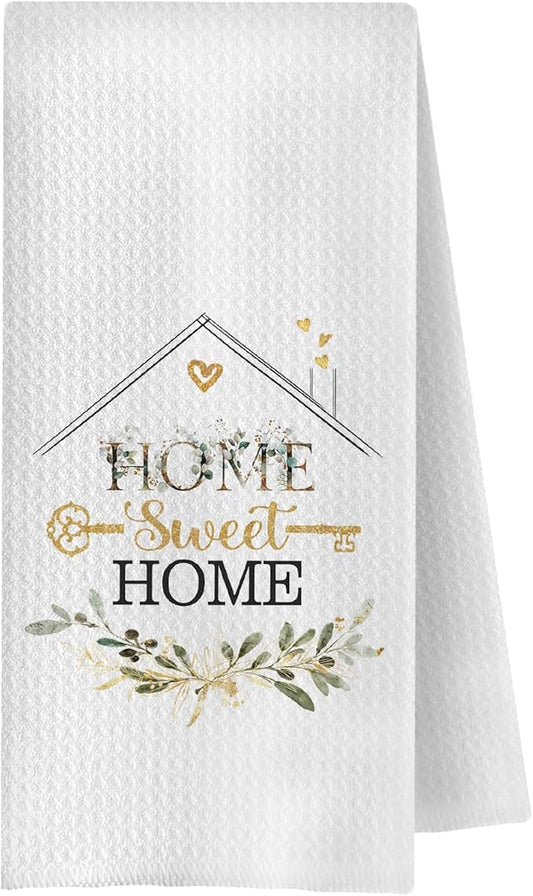 Home Sweet Home Kitchen Towels, Housewarming Gifts for Women Dish Tea Towels for Kitchen Decor, New Home Decorative Hand Towel for Bathroom, 16x24 Inches