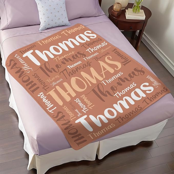 Personalized Custom Baby Blanket with Name for Girls Boys Kids Customized Flannel Blanket for Bed Nursery Room Baby Stroller