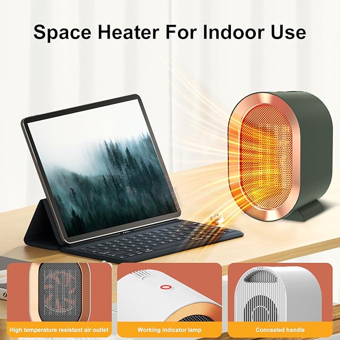 Indoor Electric Portable Space Heater, 1200W Personal Desk Heater, Fast Quiet Heating Ceramic for Small Room,Bedroom and Office Use (Pink)