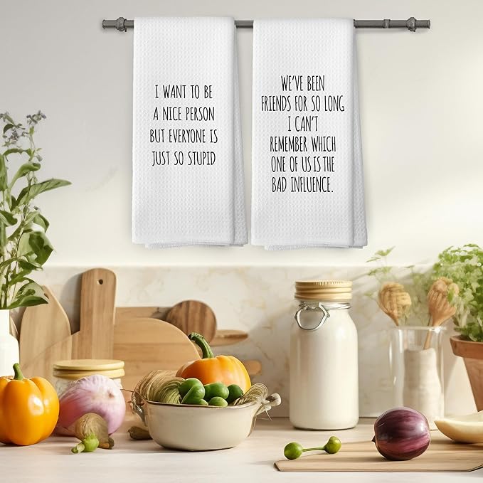 Sarcastic Humorous Gift Kitchen Towels Set of 2, Sarcasm Towels Adult Humor Funny Hand Towel, Sarcastic Gifts for Women Decorative Tea Towel Dish Towels 16x24 Inch