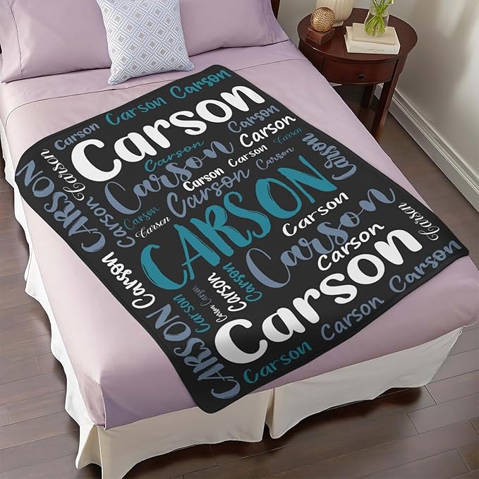 Personalized Custom Baby Blanket with Name for Girls Boys Kids Customized Flannel Blanket for Bed Nursery Room Baby Stroller