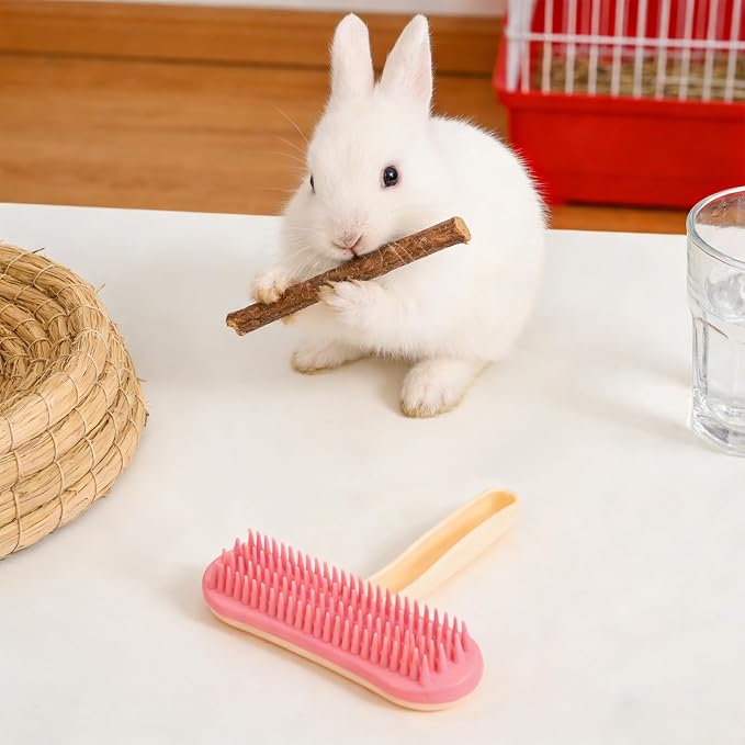 ABOOFAN Silicone Grooming Brush for Bunny and Small Pets with Soft Bristles, Easy Hair Removal and Hygienic Bath Cleaning Comb for Guinea Pigs, Rabbits, and Ferrets, User-friendly Design