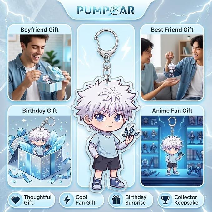 PumpCar Acrylic Keychain Double-Sided Charm Key Ring with Metal Clip Backpack Charm Bag and Car Key Accessory Collectible