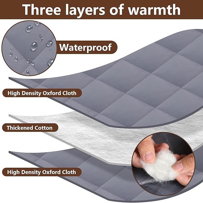 3 Layer 63 x 39 Inches Winter Insulated Window Cover-Oxford Thermal Insulated Window Blanket with Fastener-Gray Window Insulation Kit for Winter Keeping Warm