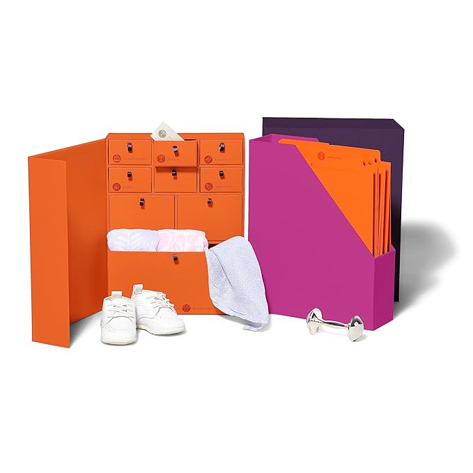 Savor I Baby Deluxe Box | Acid-Free Newborn Keepsake & Memory Organizer with 52 Labels, 9 Drawers, 8 File Folders | Gift for Pregnancy, Mother’s Day, Baby Shower, Plum, No Customization