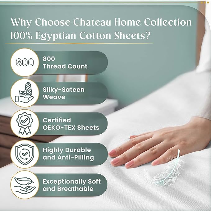 King Bed Sheets Deep Pocket King Sheet Set, 800 Thread Count Long Staple Fully Elasticated Egyptian Cotton Sheet & Pillowcase sets, Machine Wash No Pill Naturally Breathable Cotton Bedding-Lavender
