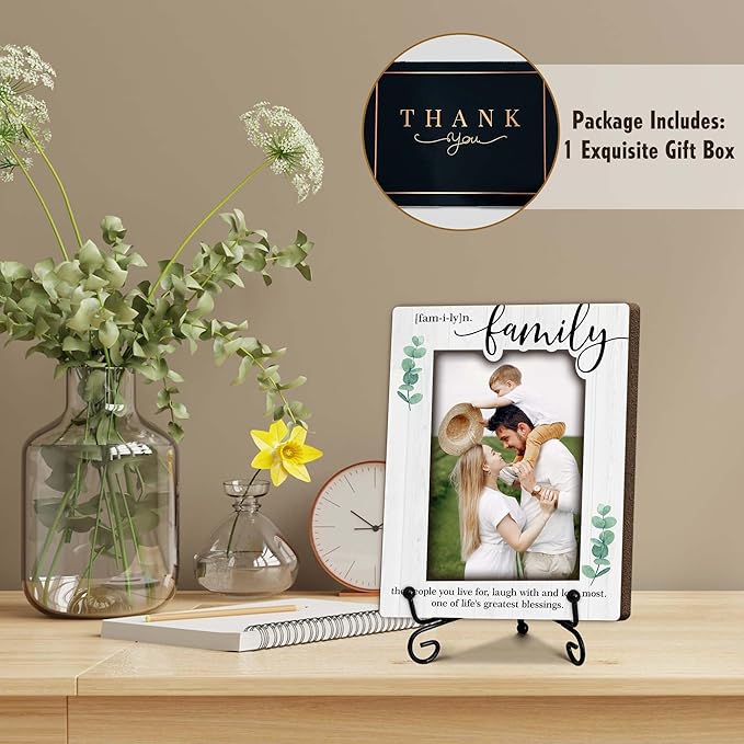 SIXEIGHT Family Definition Picture Frame Life's Greatest Blessing Wooden Photo Frame Natural Wood Picture Frame for Family Dad Mom Grandparents Father from son Desk Decor 4x6 Photos Frames-A17