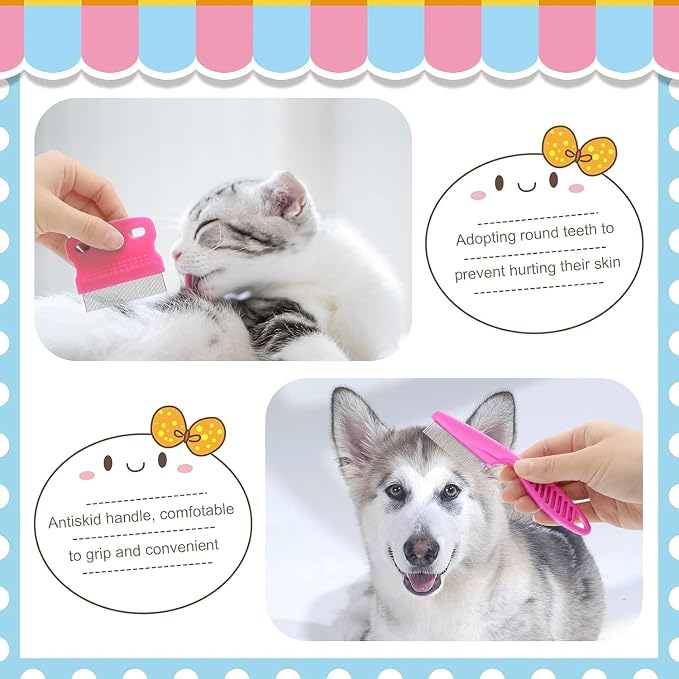 Rabbit Grooming Kit, Rabbit Brush for Shedding with Bunny Nail Clipper, Rabbit Nail Trimmers with Pet Combs for Hamster Guinea Pig Ferret by KALAMANDA(Pink)