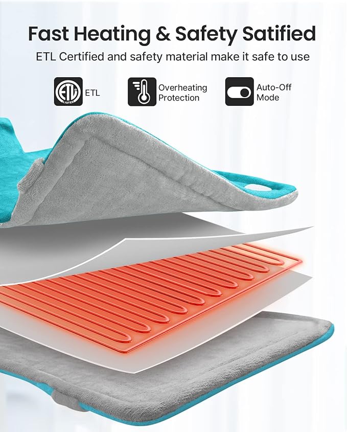RENPHO Heating Pad for Back, Mothers Day Gifts for Mom & Birthday Gifts for Men Women, FSA Eligible & HSA Store, Weighted Electric Heat Pad for Neck and Shoulder, ETL Certified, 24"x33", Gray Green