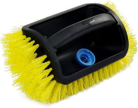 Unger Professional Lock-On 4-Sided Outdoor Scrub Brush, Compatible with Threaded Poles, Stiff Bristle Scrubbing, Cleaning Supplies for Decks, Stairs, Garage Floors, and Driveways