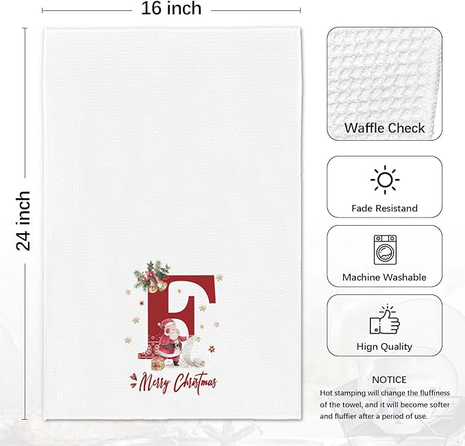 Christmas Initial Letter F Kitchen Towels Personalized Gifts Dish Towels Hand Towels for Kitchen Decorations, Christmas Birthday Gifts for Women, 24x16 Inch