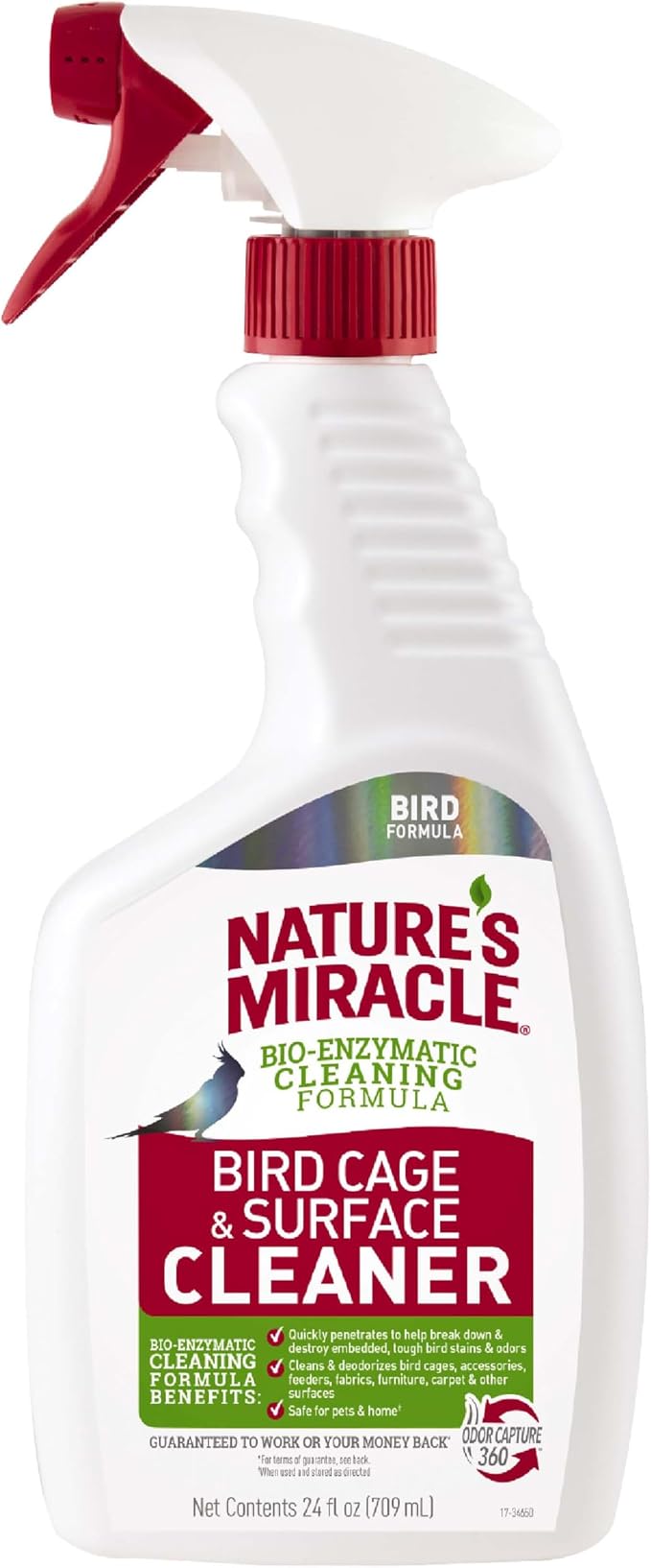Nature's Miracle Bird Cage & Surface Cleaner, 24 oz | Bio-Enzymatic Formula Helps Break Down Tough Stains & Odors, Cleans & Deodorizes Cages & Accessories, Safe For Pets and Home*