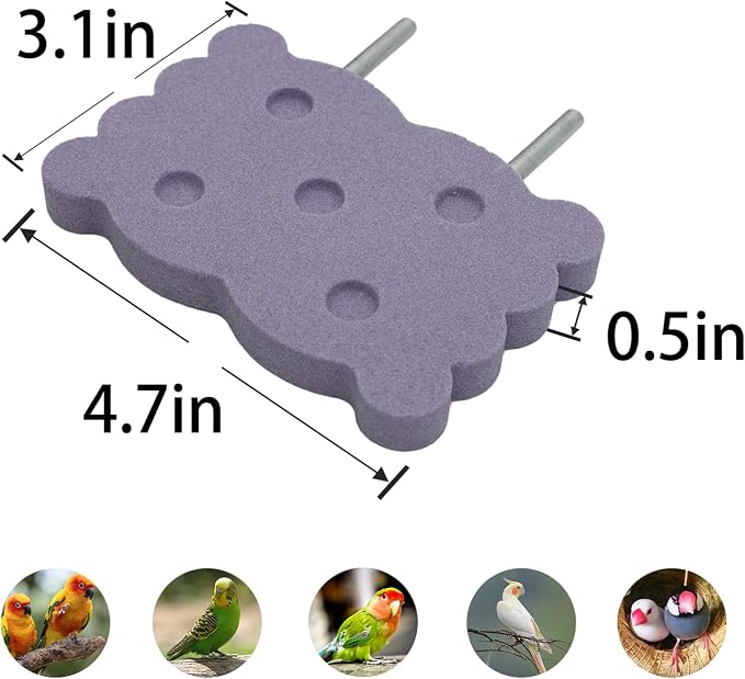 Bird Perch Stand for Parrots – Natural Ceramic Grinding Stick for Beak, A Safe, Non-Shedding Chewing and Claw-Trimming Perch for Parrots (Purple, Medium Size)