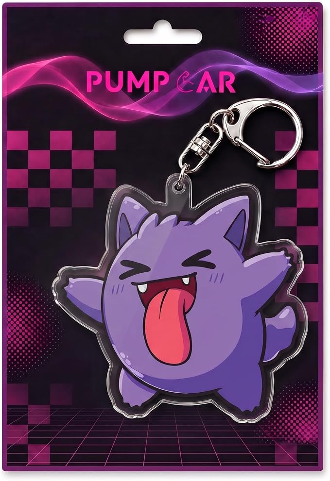 PumpCar Acrylic Keychain Double-Sided Charm Key Ring with Metal Clip Backpack Charm Bag and Car Key Accessory Collectible