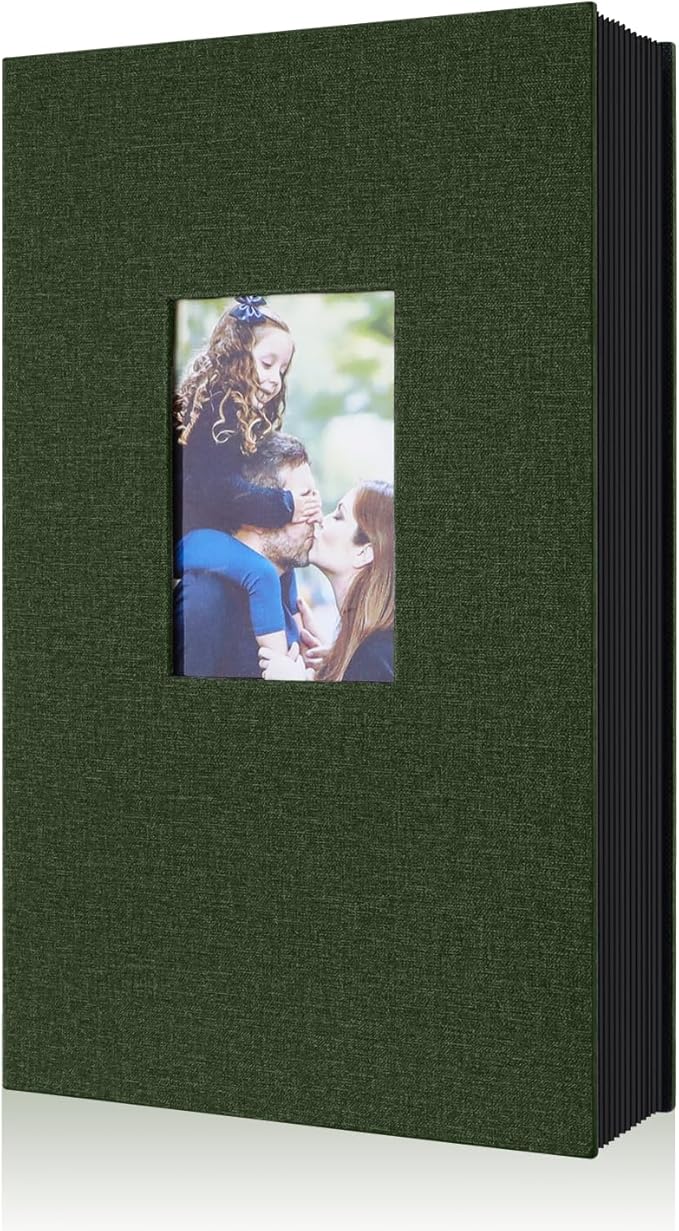Ywlake Photo Album 4x6 300 Pockets, Linen Photo Albums Holds 300 Horizontal Pictures Only Green