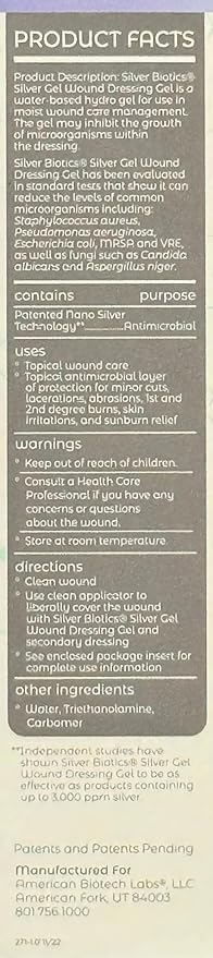 Silver Biotics 24 PPM Silver Wound Healing Gel | Layer of Protection for Cuts, Irritations, and Burns | 1.5 oz