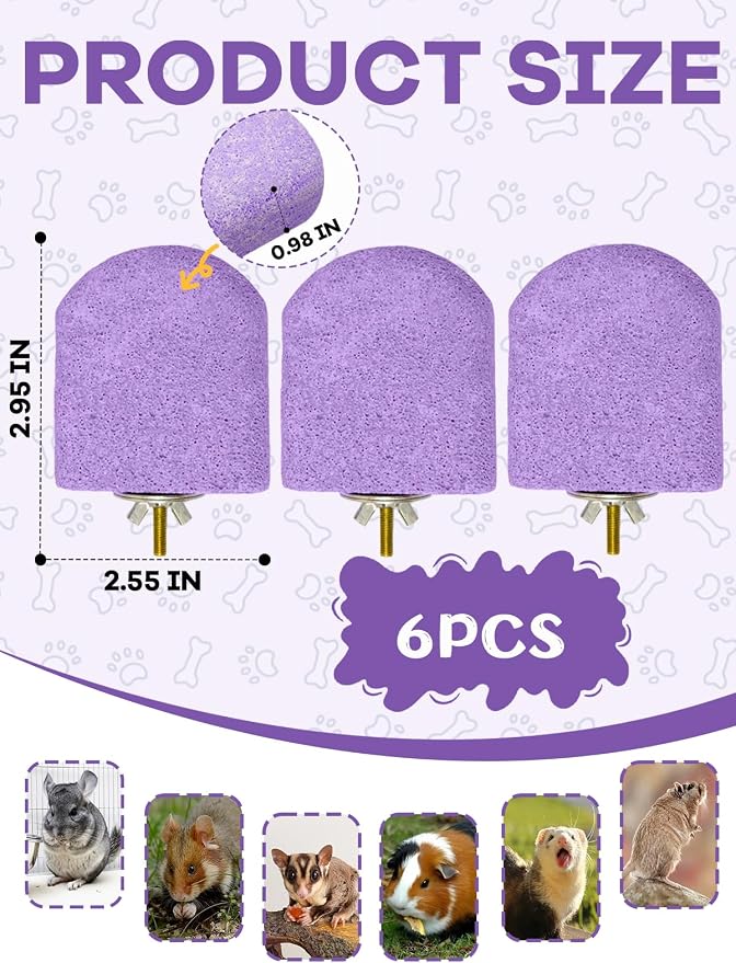 Lava Ledges for Rats 6 Pack Hamster Climbing Ledge Platform Pumice Ledge Shelf Pet Chewing Grinding Toys Small Animals Cage Accessories for Mouse Guinea Pig Gerbil Purple
