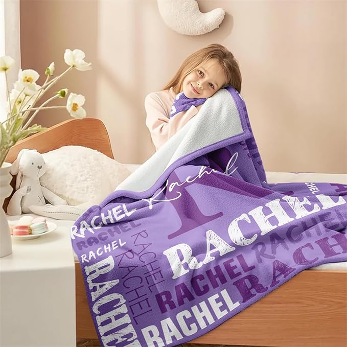 Personalized Blankets for Teen Girls Boys - Printed in USA, Custom Blanket with Kids Names, Ultra-Soft Flannel Monogrammed Baby Throws Blankets, Customized Christmas Brithday Gifts for Adults
