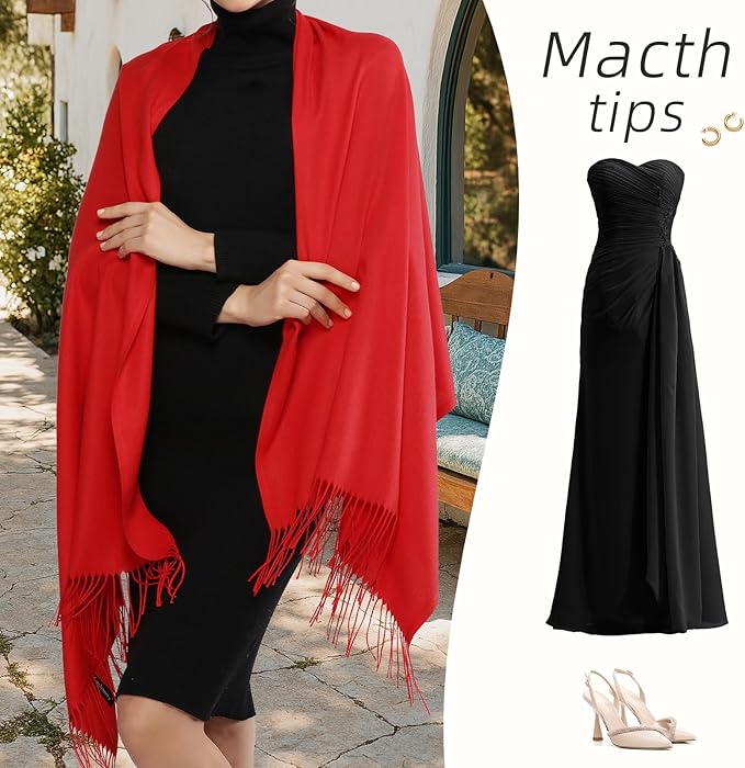 RIIQIICHY Women's Scarf Pashmina Shawls and Wraps for Evening Dress Bridesmaid Wedding Bridal Winter Warm Long Large Scarves