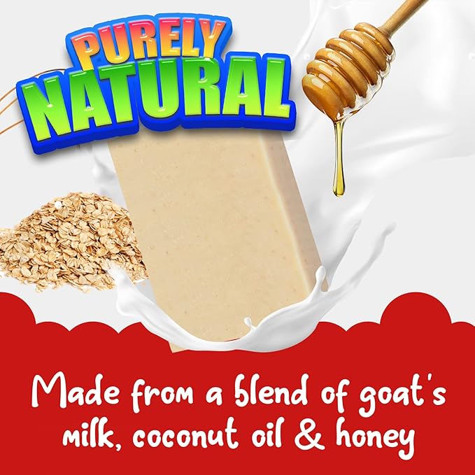 Cactus Honey & Oats Goats Milk Kids Soap, 4oz Wash Bar – Natural Oatmeal Soaps for Kids