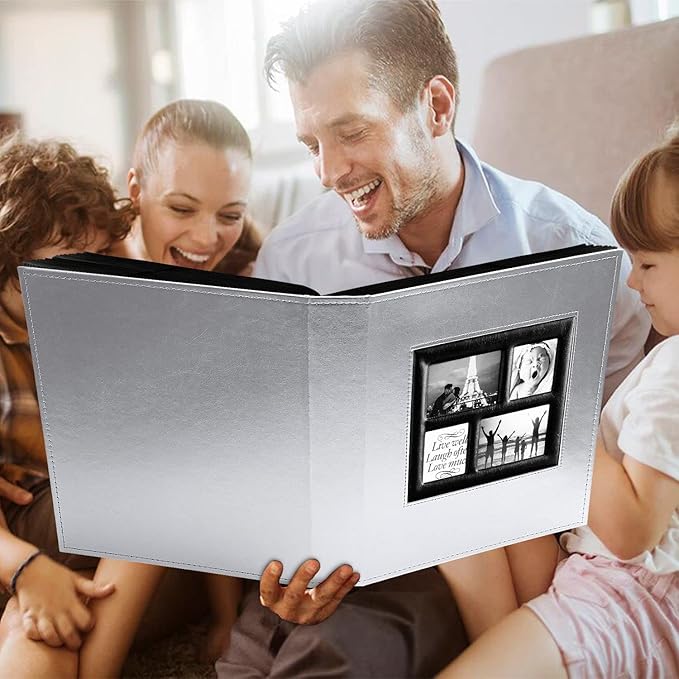 Ywlake Photo Album 4x6 500 Pockets Photos, Extra Large Capacity Family Wedding Picture Albums Holds 500 Horizontal and Vertical Photos Pictures Silver
