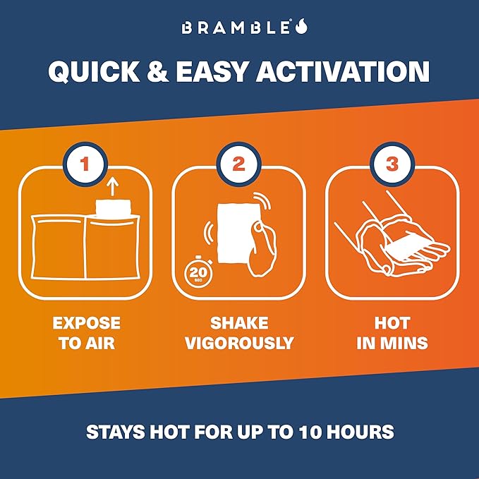 Bramble - Hand Warmers Disposable – Air-Activated Pocket Warmers for Hiking, Skiing, Camping, and Outdoor Activities – Provides Up to 10 Hours of Heat