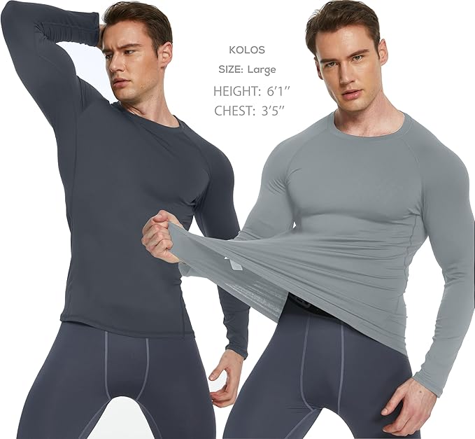 5 or 4 Pack Men's Thermal Compression Shirt Fleece Lined Long Sleeve Athletic Base Layer Cold Weather Gear Workout Top