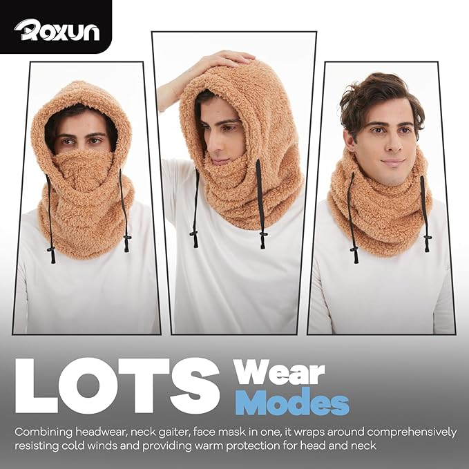 Ski Mask Fleece Balaclava, Windproof Face Mask Winter Warm Neck Cover Hat Hood for Men Women