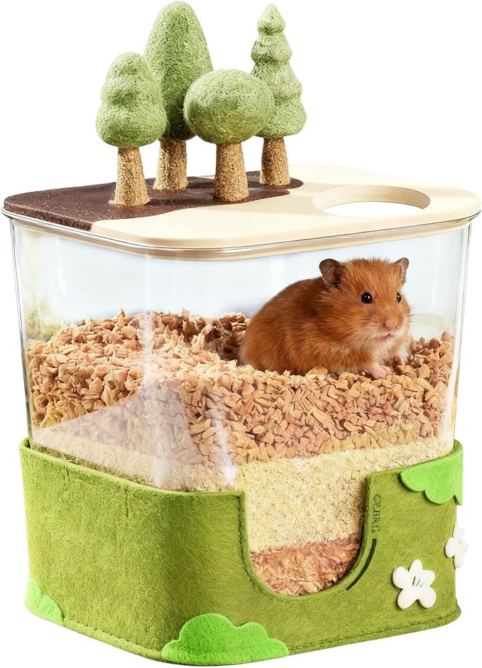 Hamster Bathing Sand Box Clear Raised Hamster Toy Stress Reduction | Small Animal Shelter Training Observation Projects Playpen Activities for Animal Lovers Living Room Bedroom Study