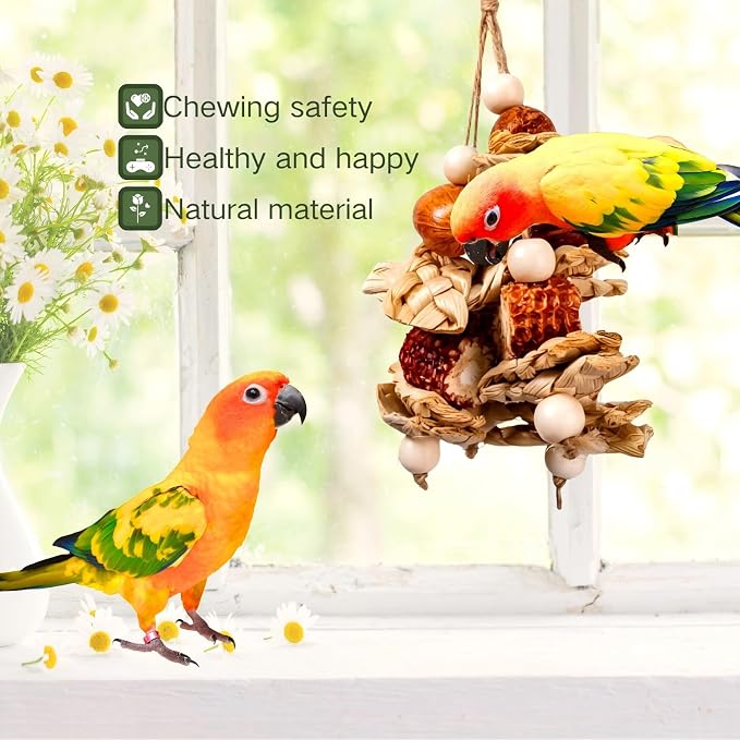 2pcs Bird Toys for Parakeets,Parrot Cage Chewing Hanging Toy | Bird Foraging Toys,Parrot Toy For Conure Cockatiel Budgies Lovebird