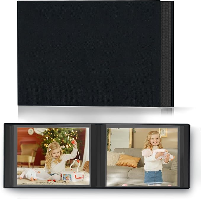 Popotop Photo Album 4x6 48 Pockets for Wedding Gifts,Linen Hardcover Picture Albums for Family Anniversary Baby Vacation Pictures