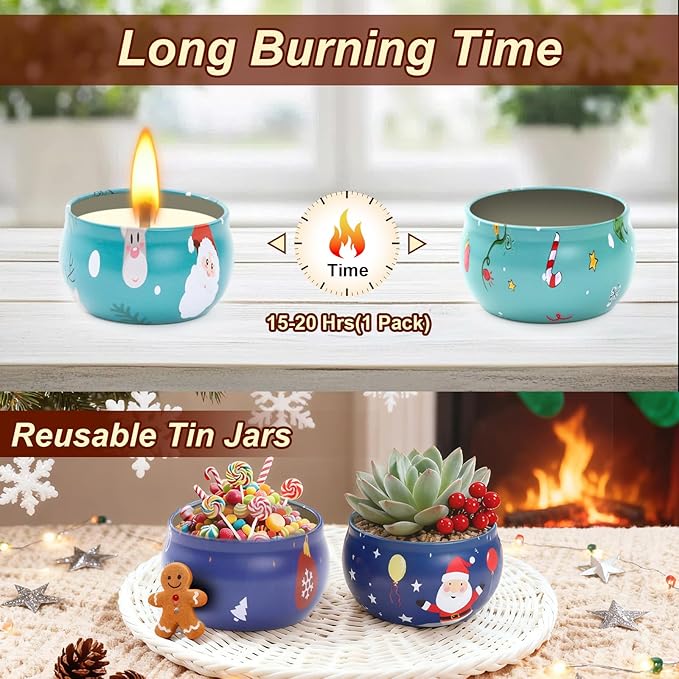 Christmas Scented Candle Gift 12 Pack, Christmas Candles for Home Scented, 100% Natural Soy Wax Long Lasting Jar Aromatherapy Candle Gifts for Women Men Adult