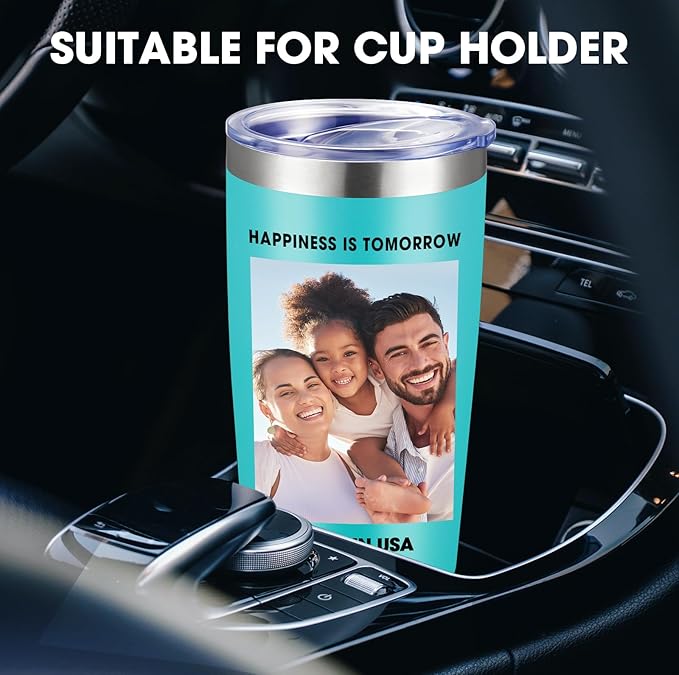 Personalized Custom Tumbler Print in USA 10 Pcs 20oz Stainless Steel Coffee Cup with Lid & Straw Double Wall Insulated Tumbler with Colorful Text Logo Photo