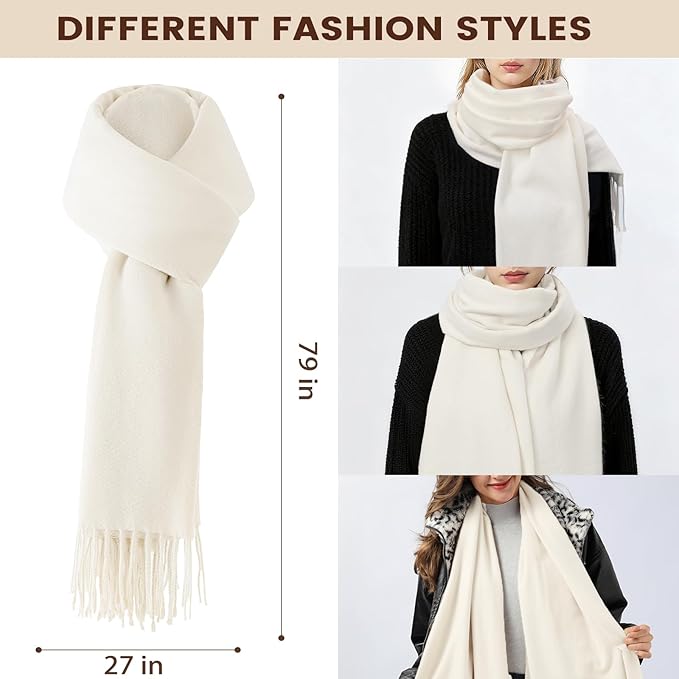 Women Winter Hat Beanie+Long Scarf+Touch Screen Gloves Set, Warm Clothes Set with Knit Fleece Lined for Women/Men Winter