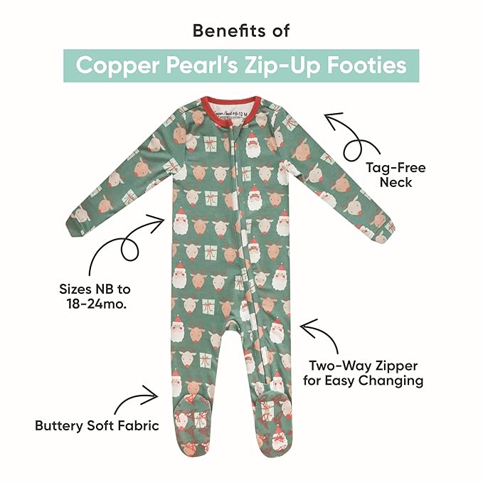 Copper Pearl Zip-Up Footie Baby Pajamas: Ultra-Soft Boys Pajamas and Girls Pajamas, Premium Knit Fabric in Stylish Prints, Tag-Free with Two-Way Zipper, Sized Newborn to 24 Months, Hogwarts™